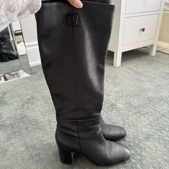Sam Edelman Black Knee-High Boots – Size 9, Classic Square Toe - Picture 1 of 8